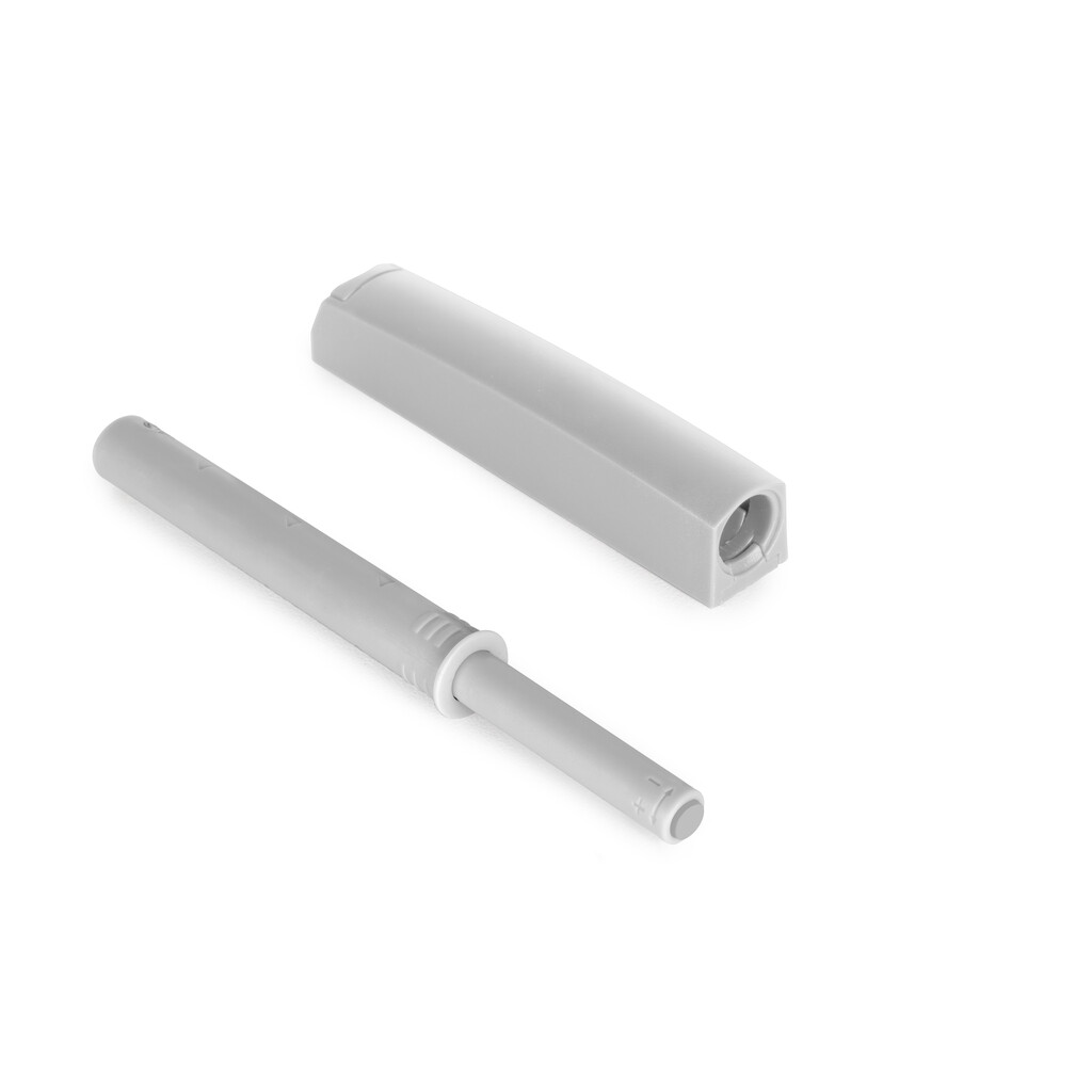 Screw-on door lock with Push Lite adjustment, length 80mm, Shock absorber, Plastic, Grey, Plastic-Primary