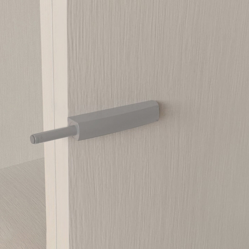 Screw-on door lock with Push Lite adjustment, length 80mm, Shock absorber, Plastic, Grey, Plastic-3