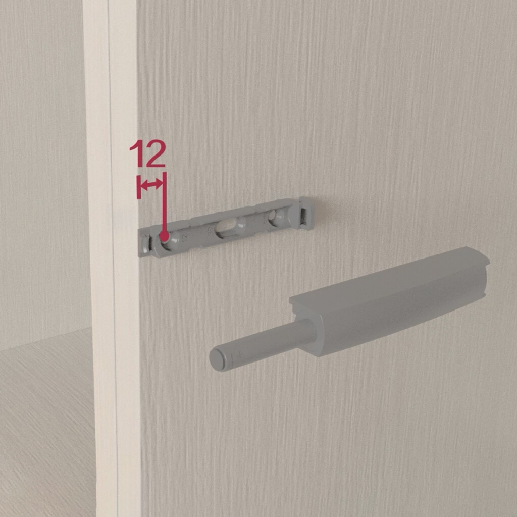 Screw-on door lock with Push Lite adjustment, length 80mm, Shock absorber, Plastic, Grey, Plastic-4