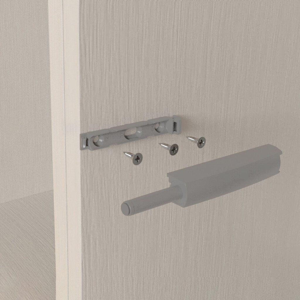 Screw-on door lock with Push Lite adjustment, length 80mm, Shock absorber, Plastic, Grey, Plastic-5