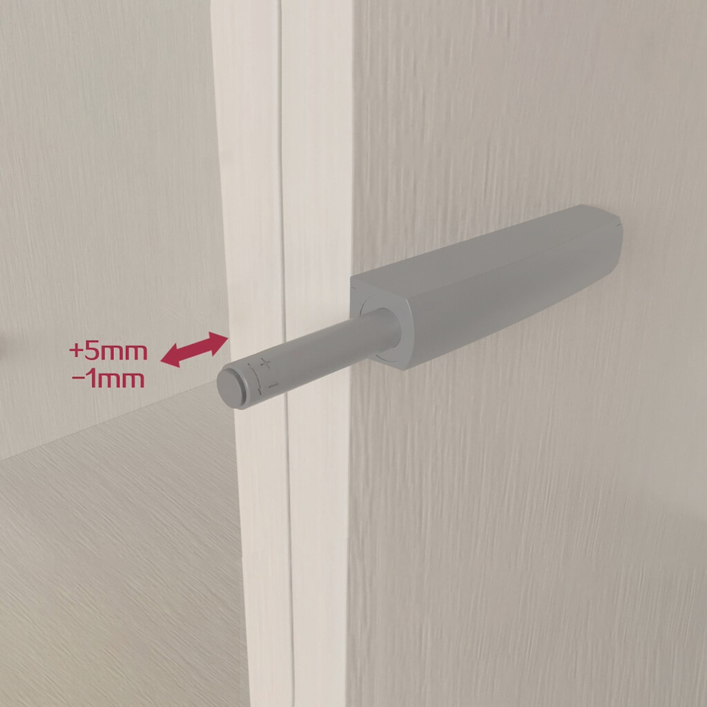 Screw-on door lock with Push Lite adjustment, length 80mm, Shock absorber, Plastic, Grey, Plastic-7