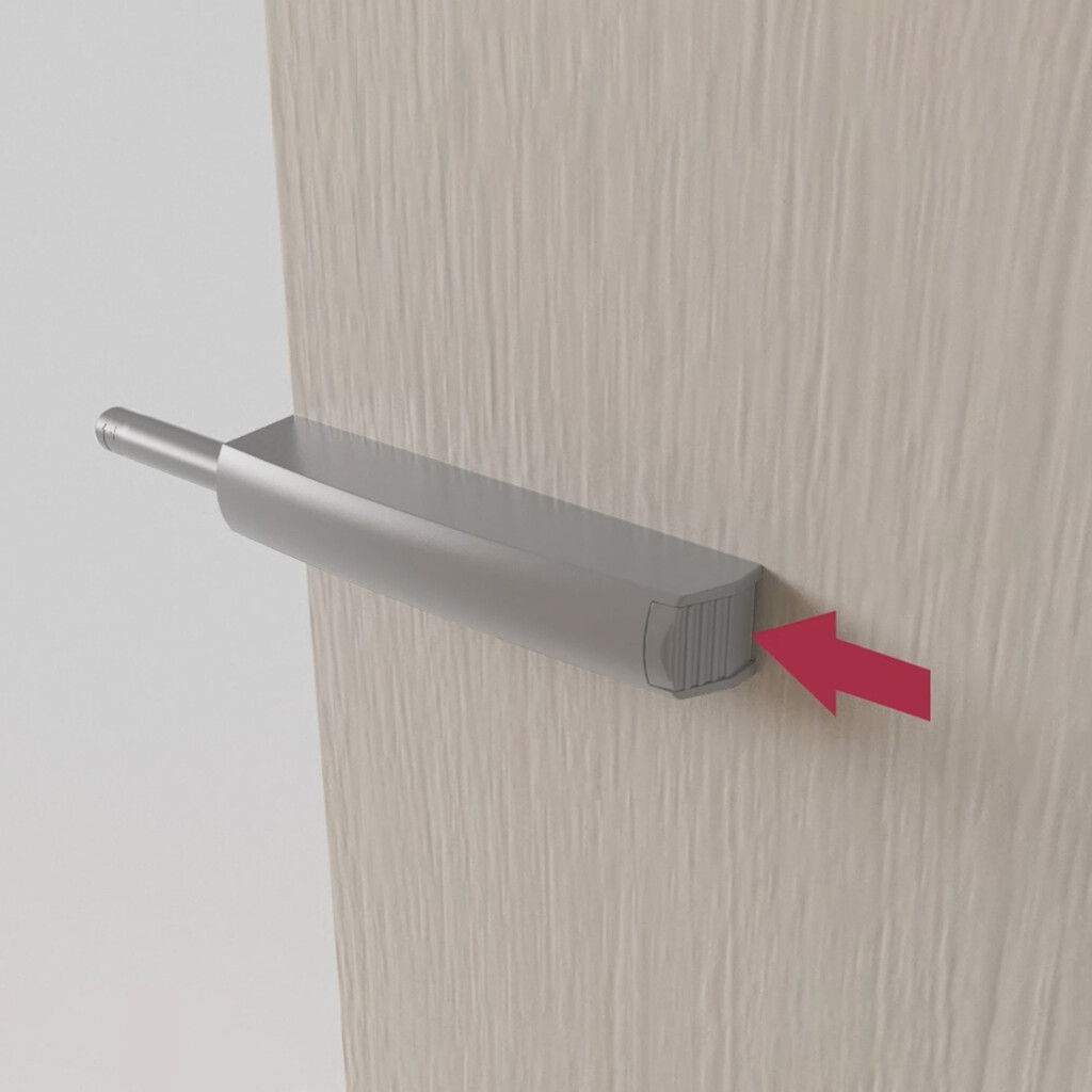 Screw-on door lock with Push Lite adjustment, length 80mm, Shock absorber, Plastic, Grey, Plastic-8