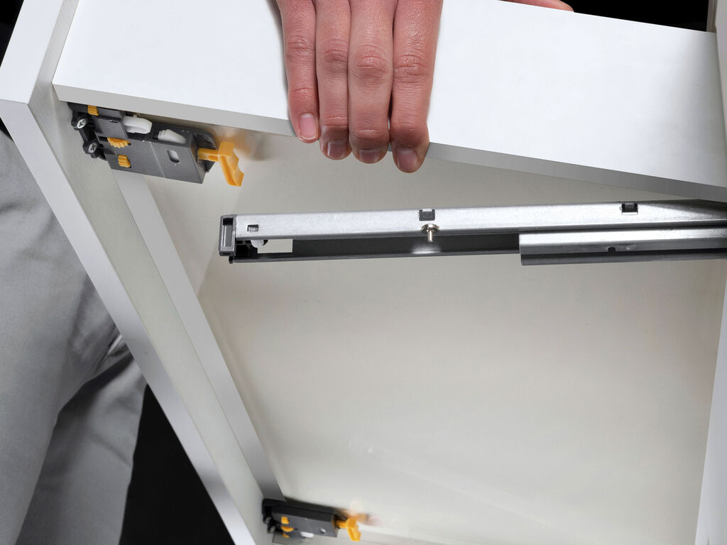 Satz von 10 Unterflurführungenset Silver, Vollauszug, mit Schließautomatik und Halterung, Tiefe 540mm, Stahl, Verzinkt-5