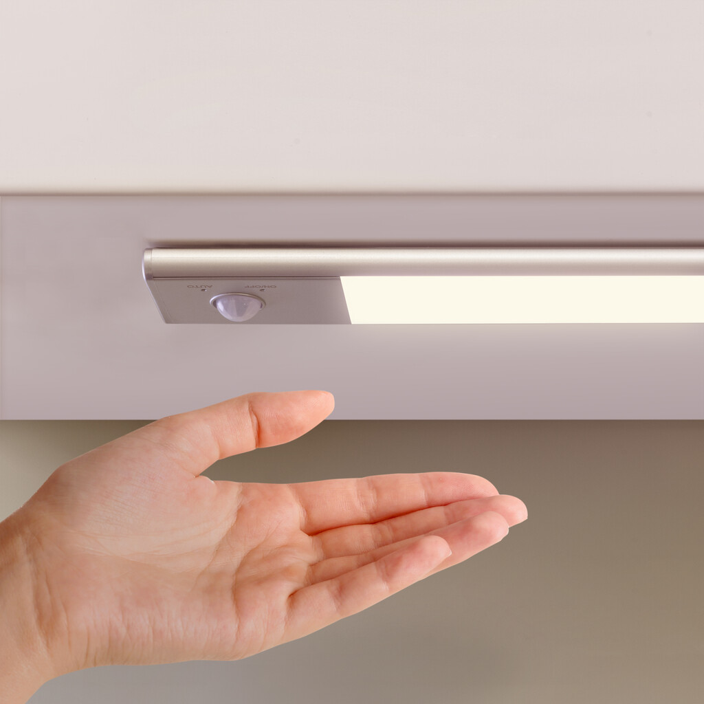 Aplique LED recargable por USB Kaus con sensor de movimiento, L600mm, Plástico y Aluminio, Anodizado mate-9