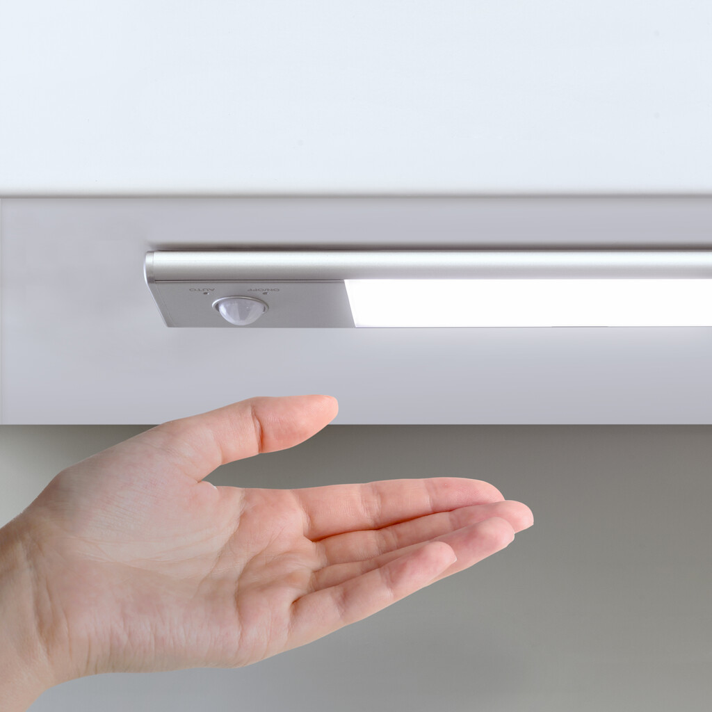 Aplique LED recargable por USB Kaus con sensor de movimiento, L600mm, Plástico y Aluminio, Anodizado mate-10