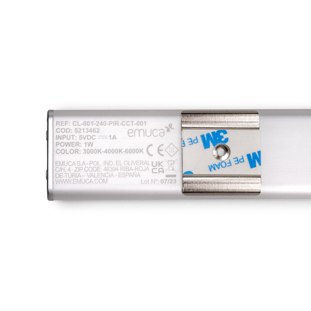 Aplique LED recargable por USB Kaus con sensor de movimiento, L600mm, Plástico y Aluminio, Anodizado mate-14