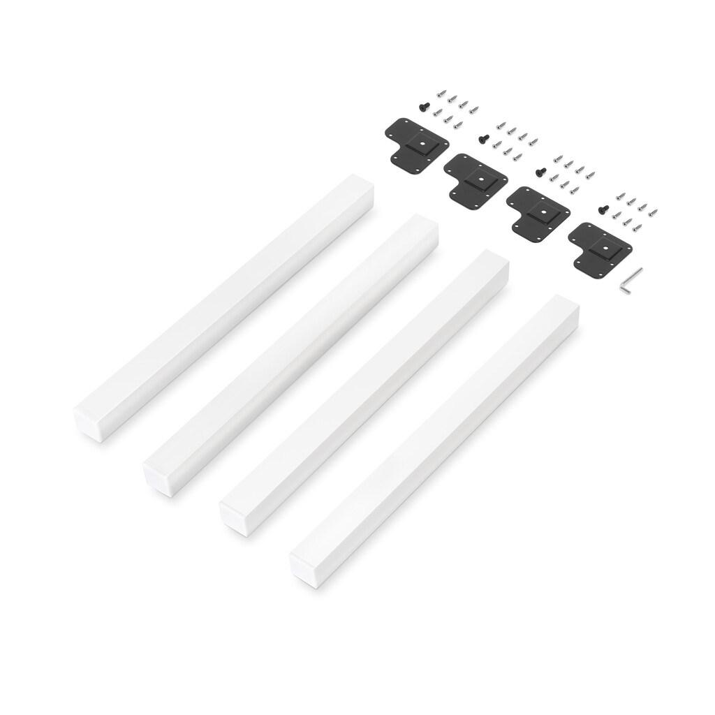 Lot of 4 square legs for table, 50x50mm, Steel, White painted-Primary