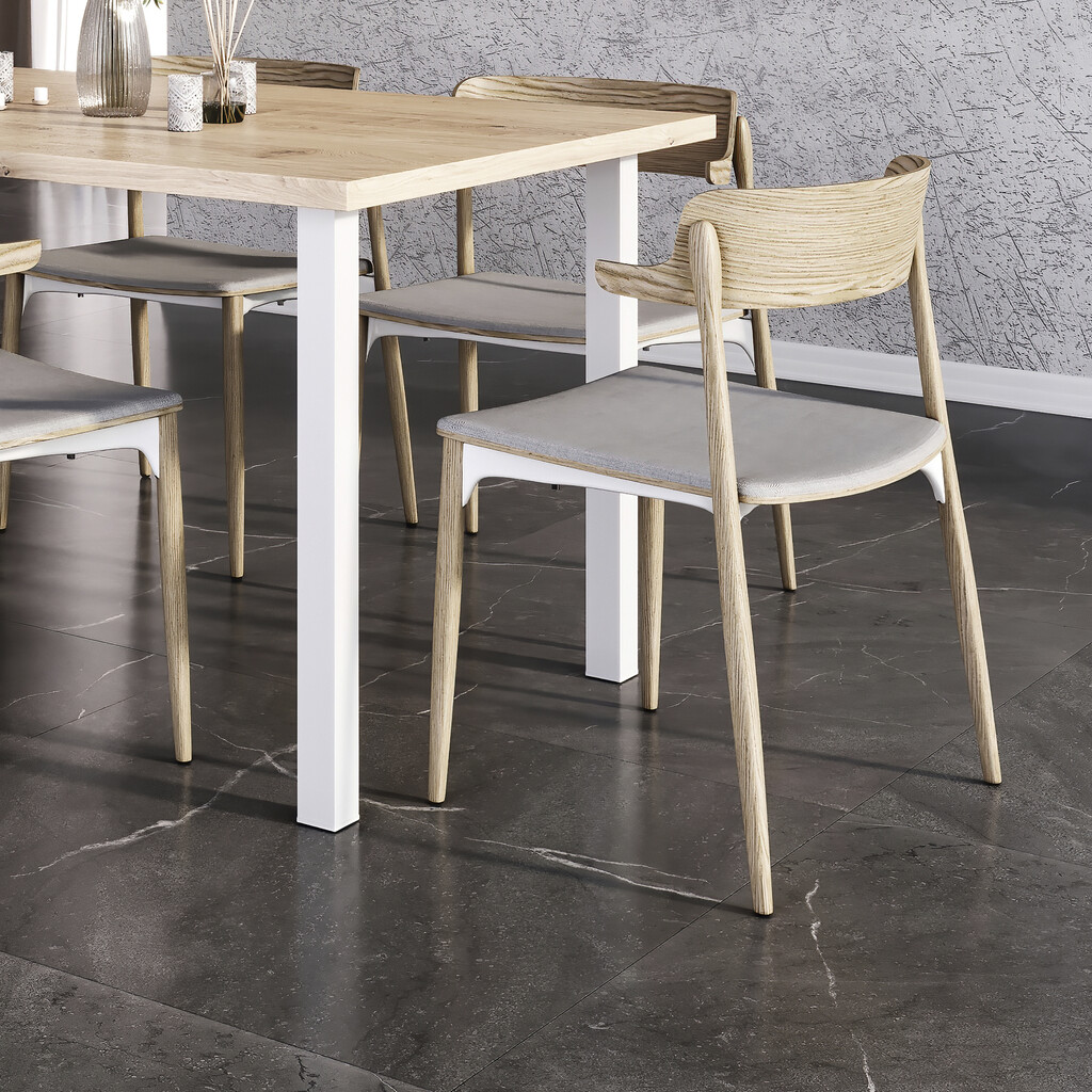 Lot of 4 square legs for table, 50x50mm, Steel, White painted-3