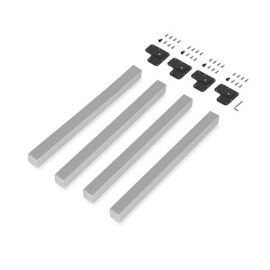 Lot of 4 square legs for table, 50x50mm, Steel, Silver painted Aluminium product photo