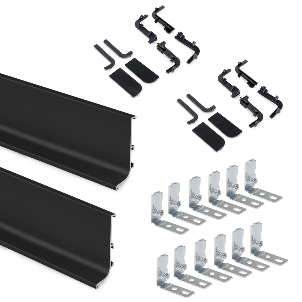 Kit de 2 profils supérieurs Gola pour meubles de cuisine, longueur 2,35m, avec accessoires, Aluminium, Peint en noir-6