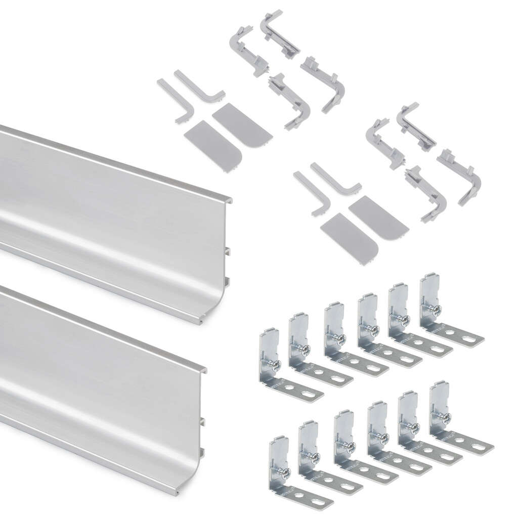 Lot mit 2 AufLotProfile Gola für Küchenmöbel, Länge 2,35 m, mit Zubehör, Aluminium, matt eloxiert-Primary