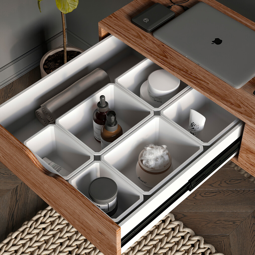 Lot 6Schubladenorganisatoren Tidy für Badezimmerschublade, Kunststoff, weiss-4