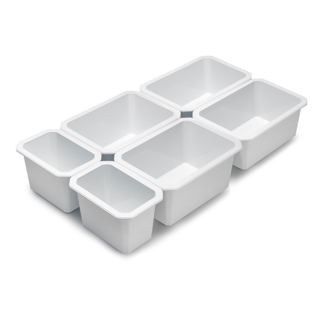Lot 6Schubladenorganisatoren Tidy für Badezimmerschublade, Kunststoff, weiss-Primary