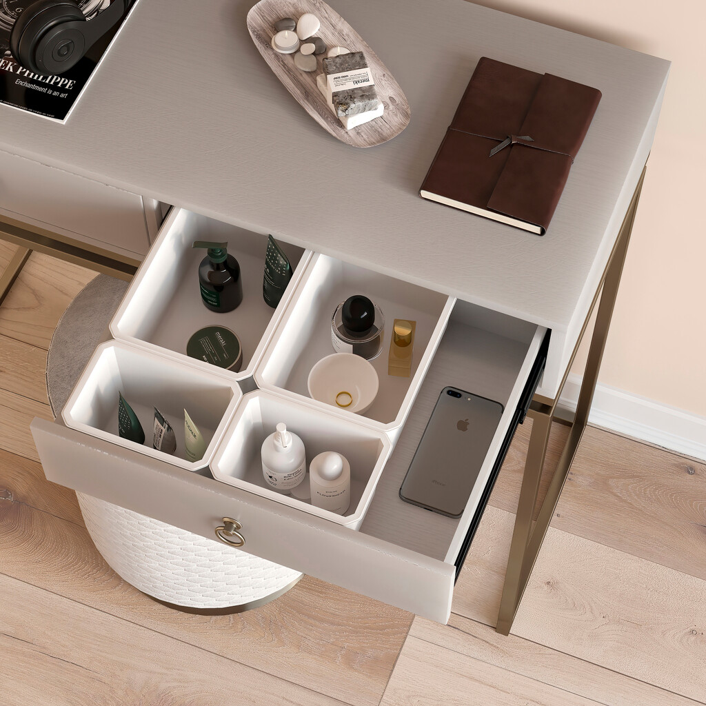 Lot 6Schubladenorganisatoren Tidy für Badezimmerschublade, Kunststoff, weiss-3