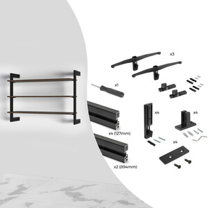 Kit of Zero modular frame with fittings for wall fixing assembly, Aluminium and Zamak, Textured Black painted product photo