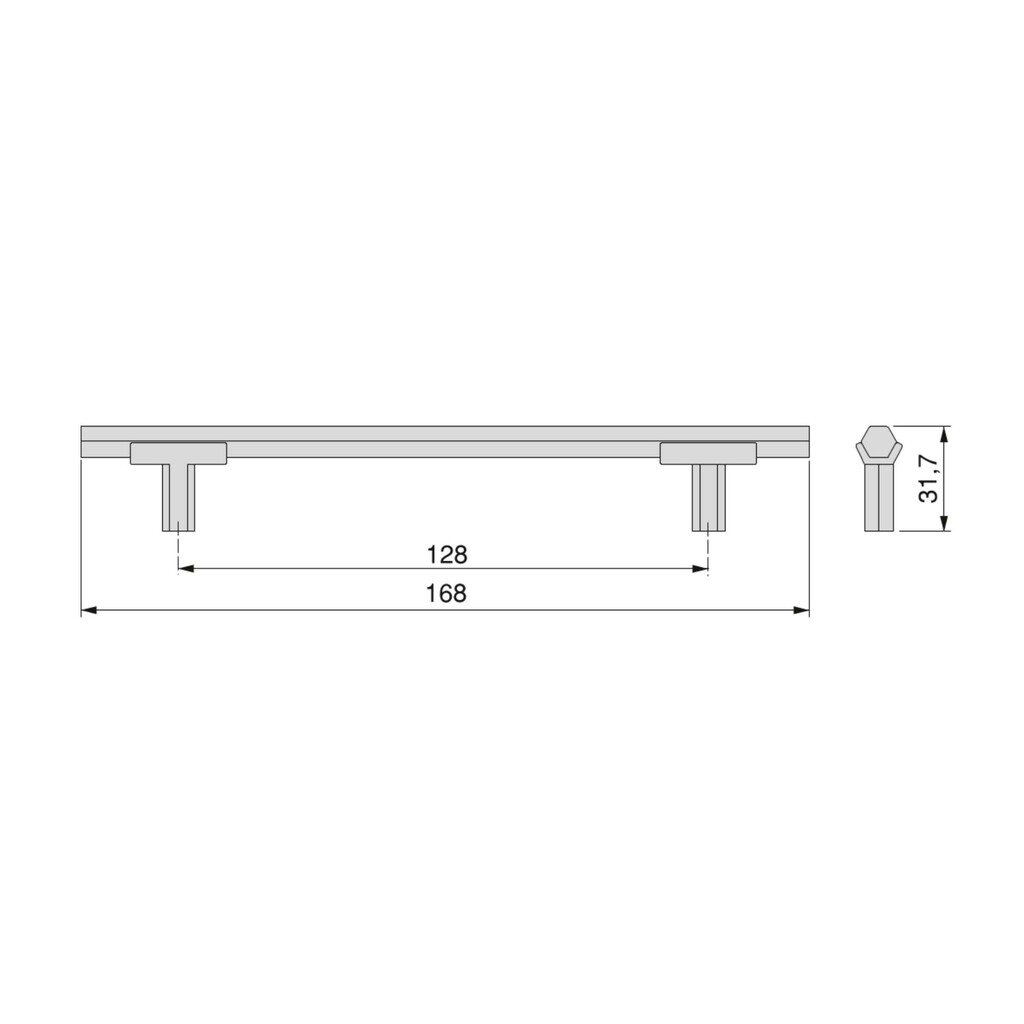 Lote de 20 tiradores para mueble Riad, L168mm, intereje 128mm, Aluminio, Bronce-1