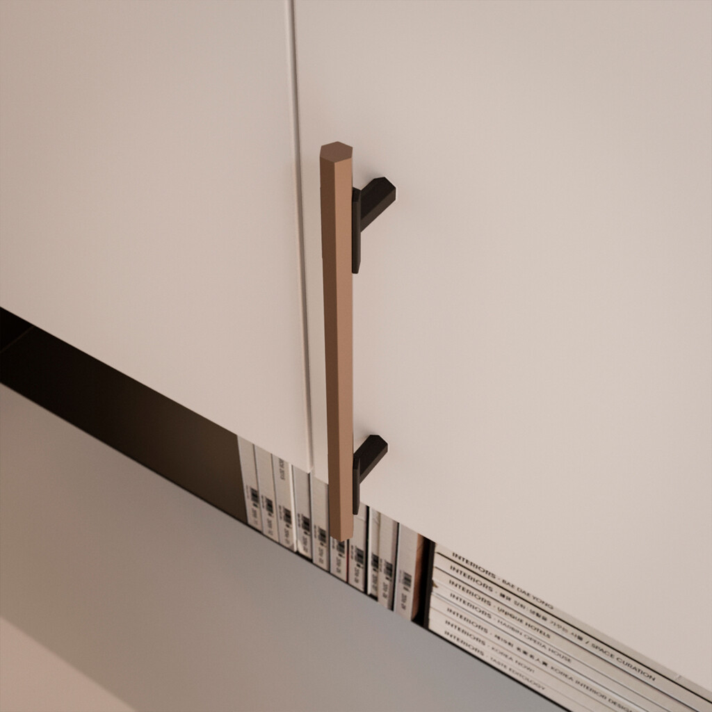 Lote de 20 tiradores para mueble Riad, L168mm, intereje 128mm, Aluminio, Bronce-6