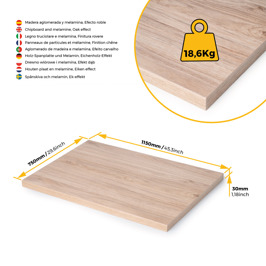 Plateaux de table, 1150x750, Finition chêne, Bois-10