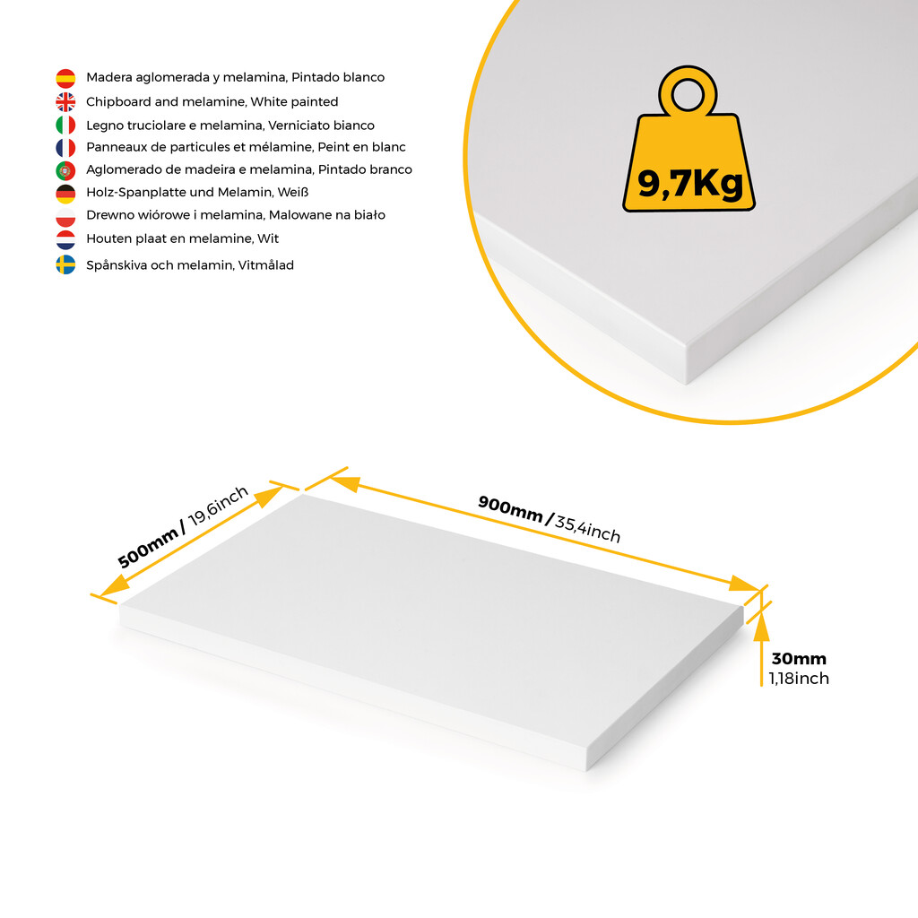 Table tops, 900x500, White painted, Wood-8
