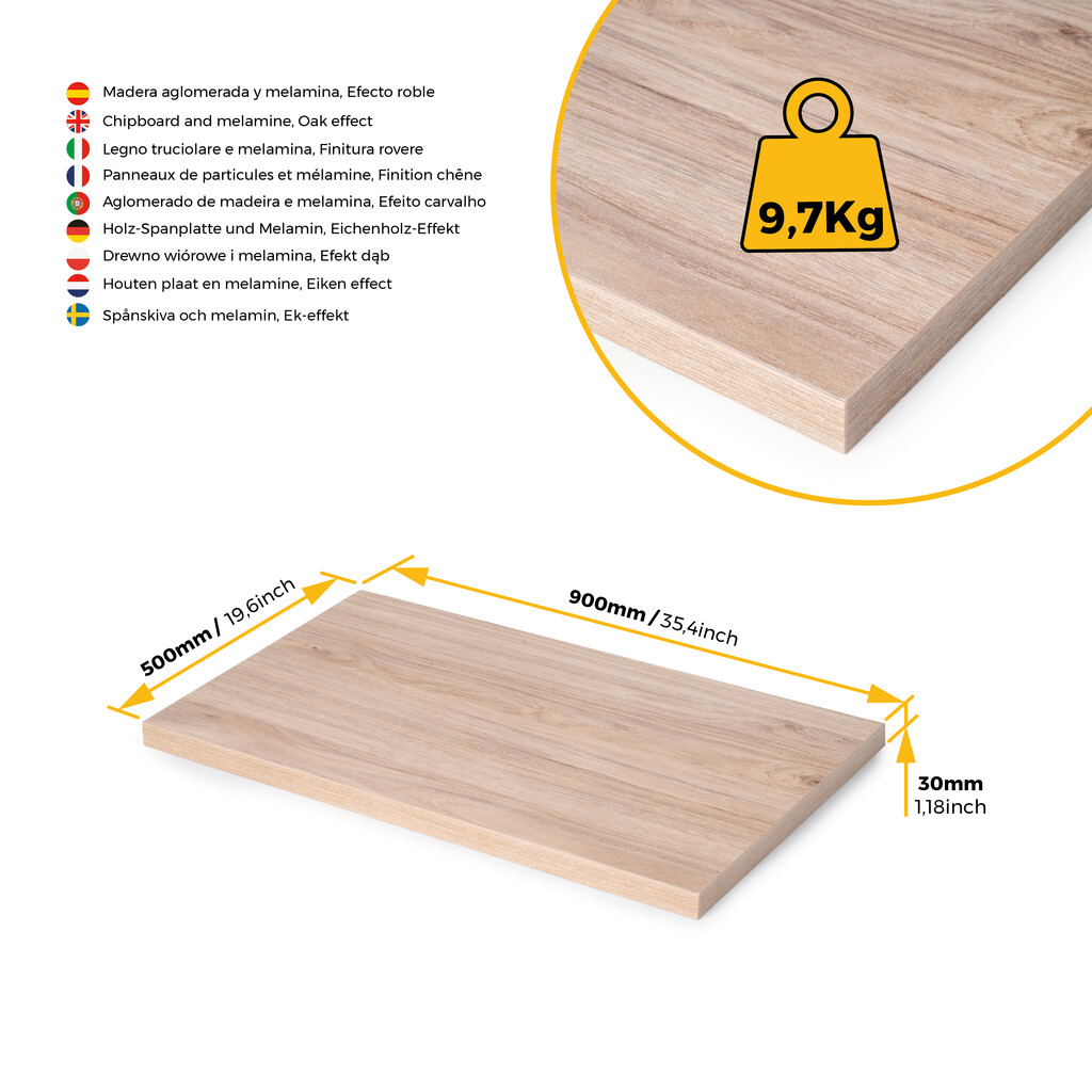 Plateaux de table, 900x500, Finition chêne, Bois-11