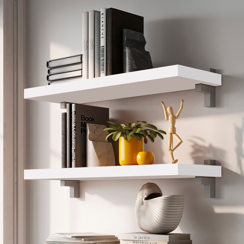 Table shelf shelves, 600x200, White painted, Wood-3