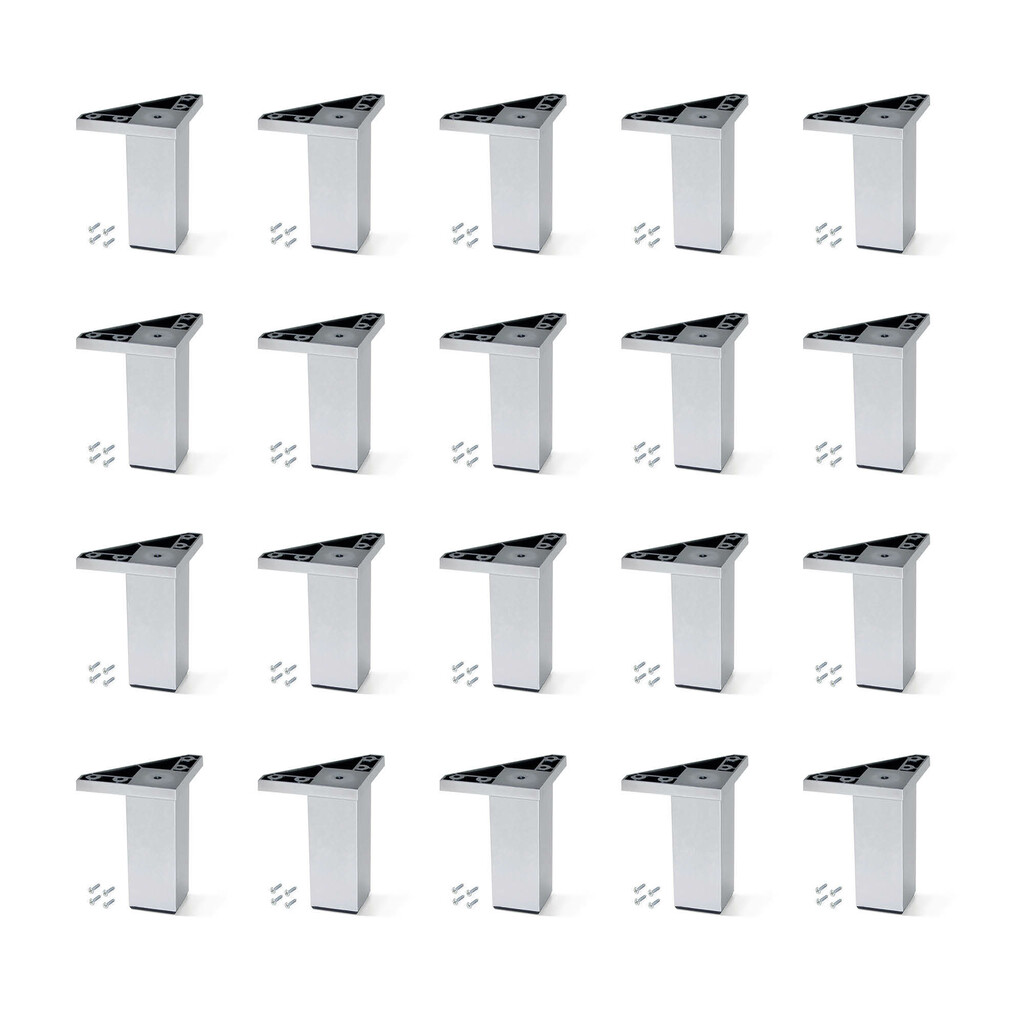 Lot von 20 Möbelfüße Alumix 1, Höhe 100mm, Kunststoff, Metallic Grau-Primary