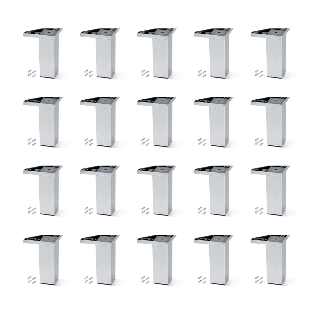 Lot von 20 Möbelfüße Alumix 1, Höhe 80mm, Kunststoff, Metallic Grau-Primary