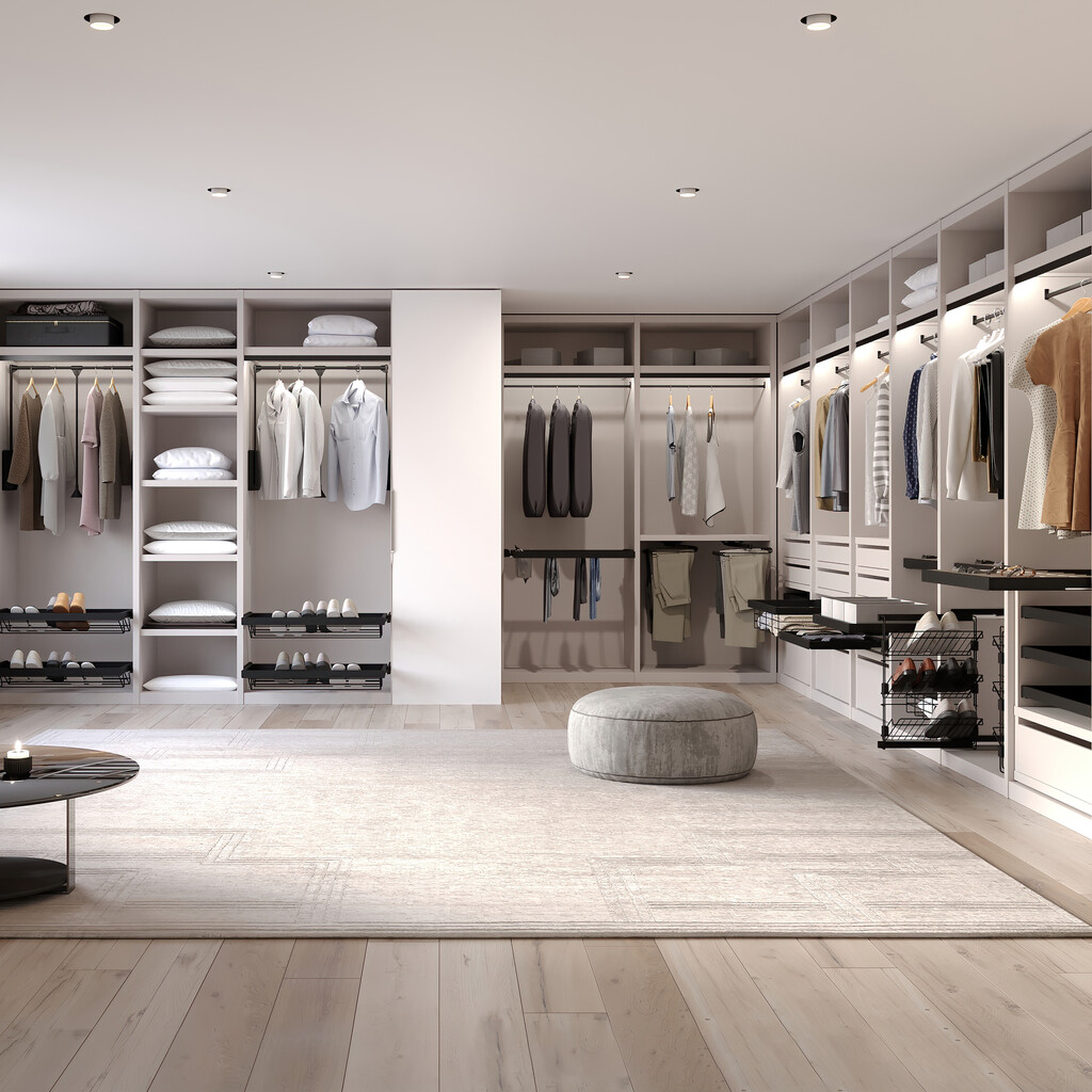 Set aus Metall-Schuh-Regal set und sanftes Schließen Schiebe-Rahmen für Garderobe, verstellbar, Modul 600mm, Schwarzer strukturiert-5