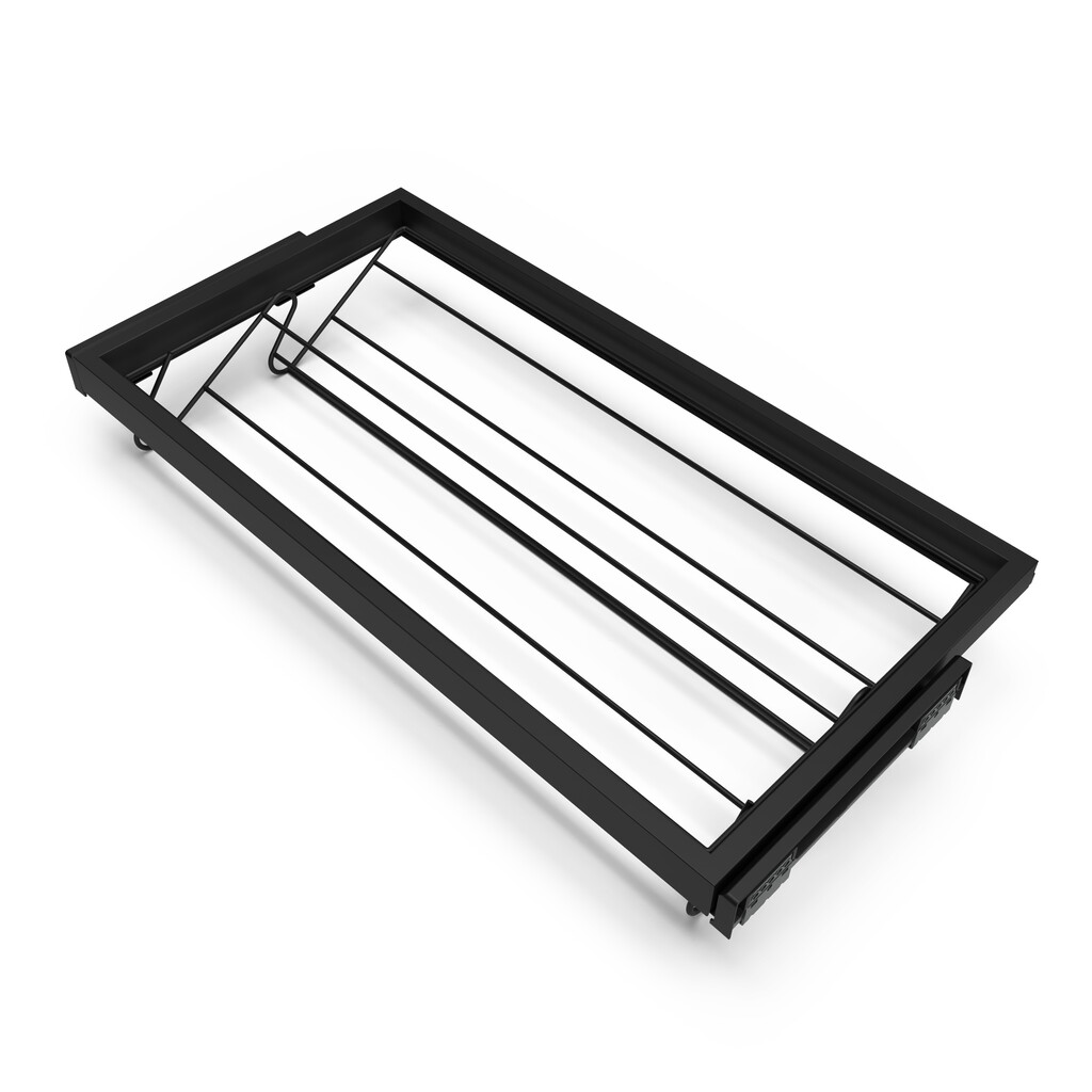 Set aus Metall-Schuh-Regal set und Rahmen mit sanften Schließen Auszüge für Garderobe, verstellbar, Modul 900mm, Schwarz strukturiert-Primary