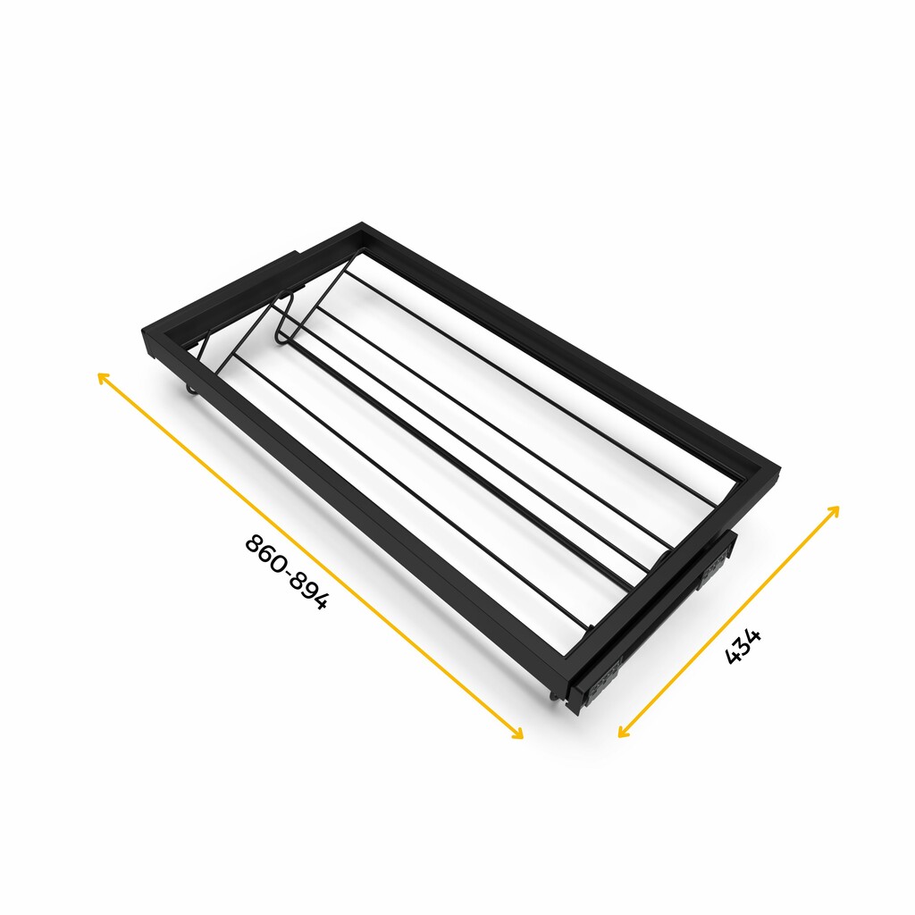 Set aus Metall-Schuh-Regal set und Rahmen mit sanften Schließen Auszüge für Garderobe, verstellbar, Modul 900mm, Schwarz strukturiert-2