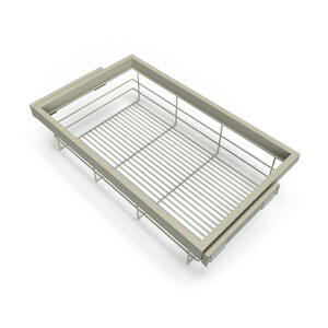 Set aus Drahtkorb- und Gleitrahmenset mit sanftem Schlie&szlig;en f&uuml;r Kleiderschrank, verstellbar, Modul 800mm, Steingrau Produktfoto