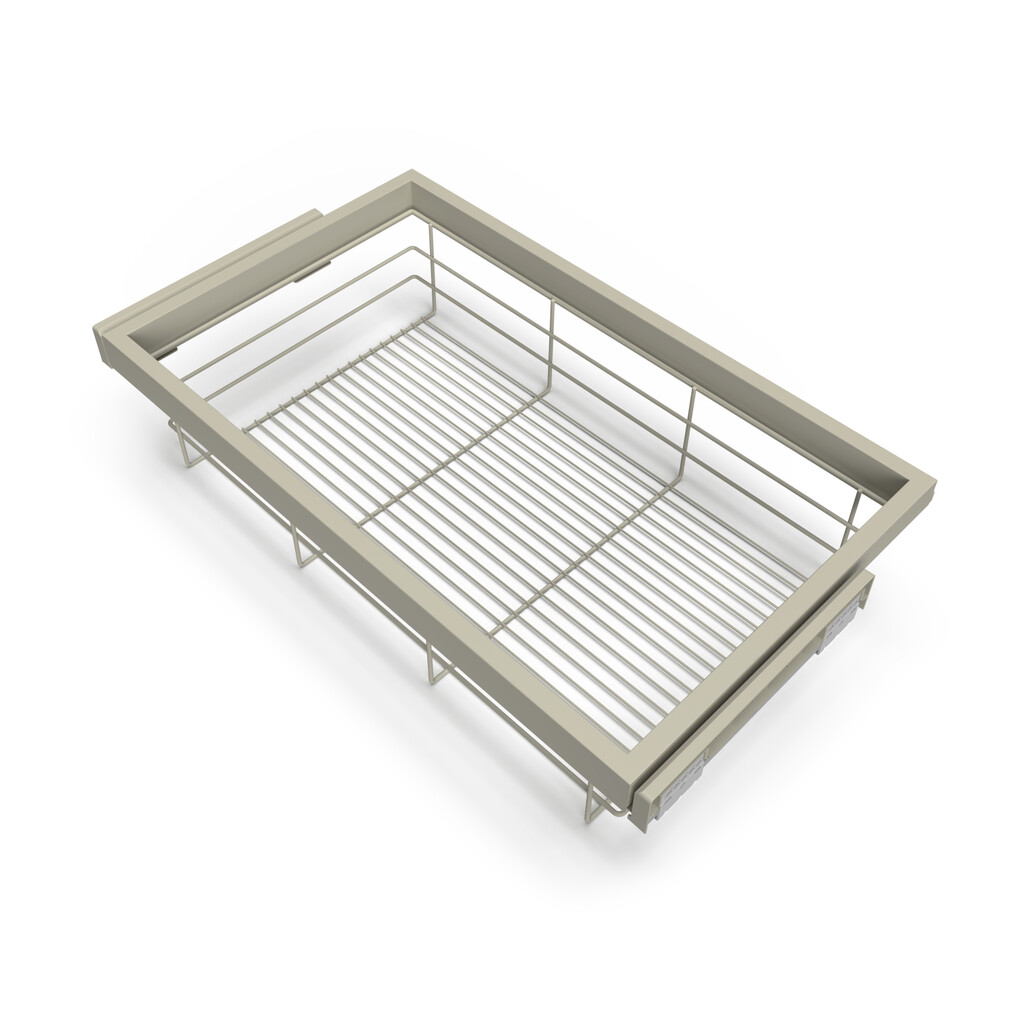 Set aus Drahtkorb- und Gleitrahmenset mit sanftem Schließen für Kleiderschrank, verstellbar, Modul 800mm, Steingrau-Primary