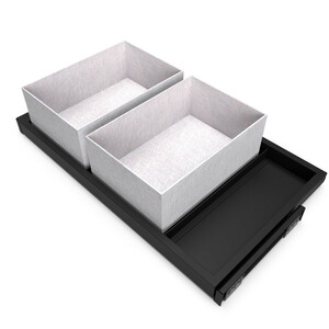 Set aus Tray set, 2 Organizer-K&ouml;rbe und Soft-Close-F&uuml;hrungsrahmen f&uuml;r Schr&auml;nke, verstellbar, Modul 800mm, Schwarzer strukturiert Produktfoto