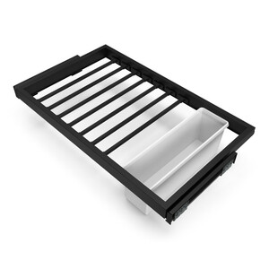 Set aus 7 Hosentr&auml;gern, 1 Tablett und sanft schlie&szlig;endem Gleitrahmen f&uuml;r Kleiderschr&auml;nke, verstellbar, Modul 800mm, Schwarz texturiert Produktfoto