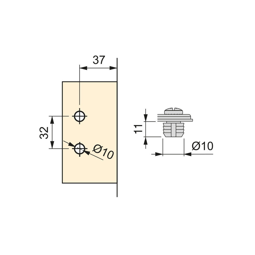 Suplemento para bisagras X12 a presión, Diametro 10x11mm, Altura 0, Acero, Niquelado-1