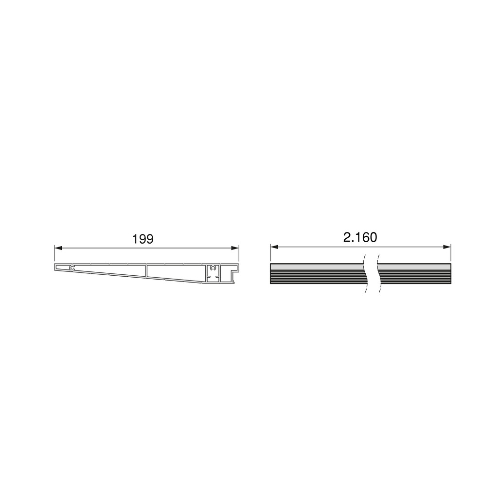 Profile to make aluminium shelves for the modular structure Zero, 2.160 mm, Textured black painted, Aluminium-1