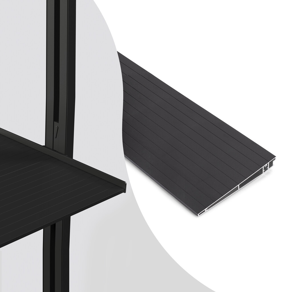 Profile to make aluminium shelves for the modular structure Zero, 2.160 mm, Textured black painted, Aluminium-Primary