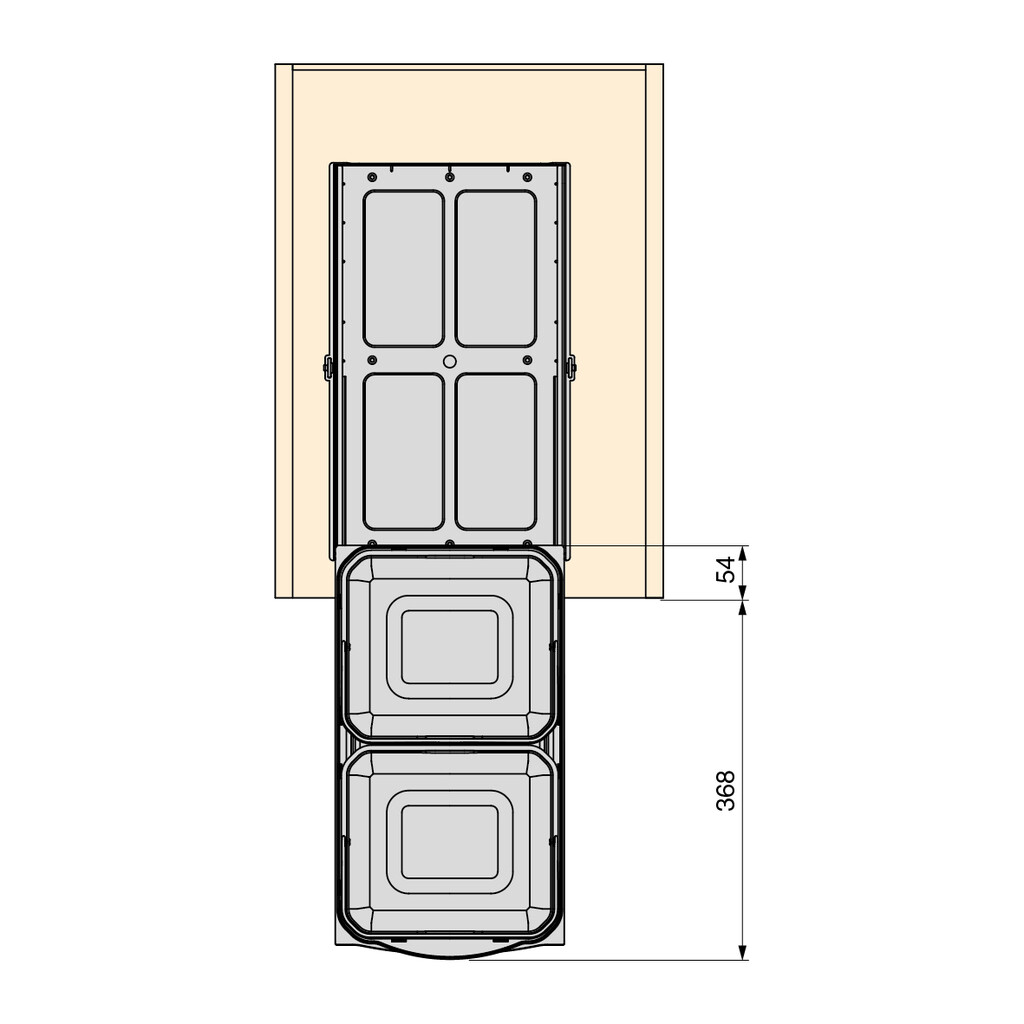 Recycling bin for bottom fixing and manual/automatic pull-out in kitchen units, 2x12 litre, Inox , Plastic and Stainless steel.-7