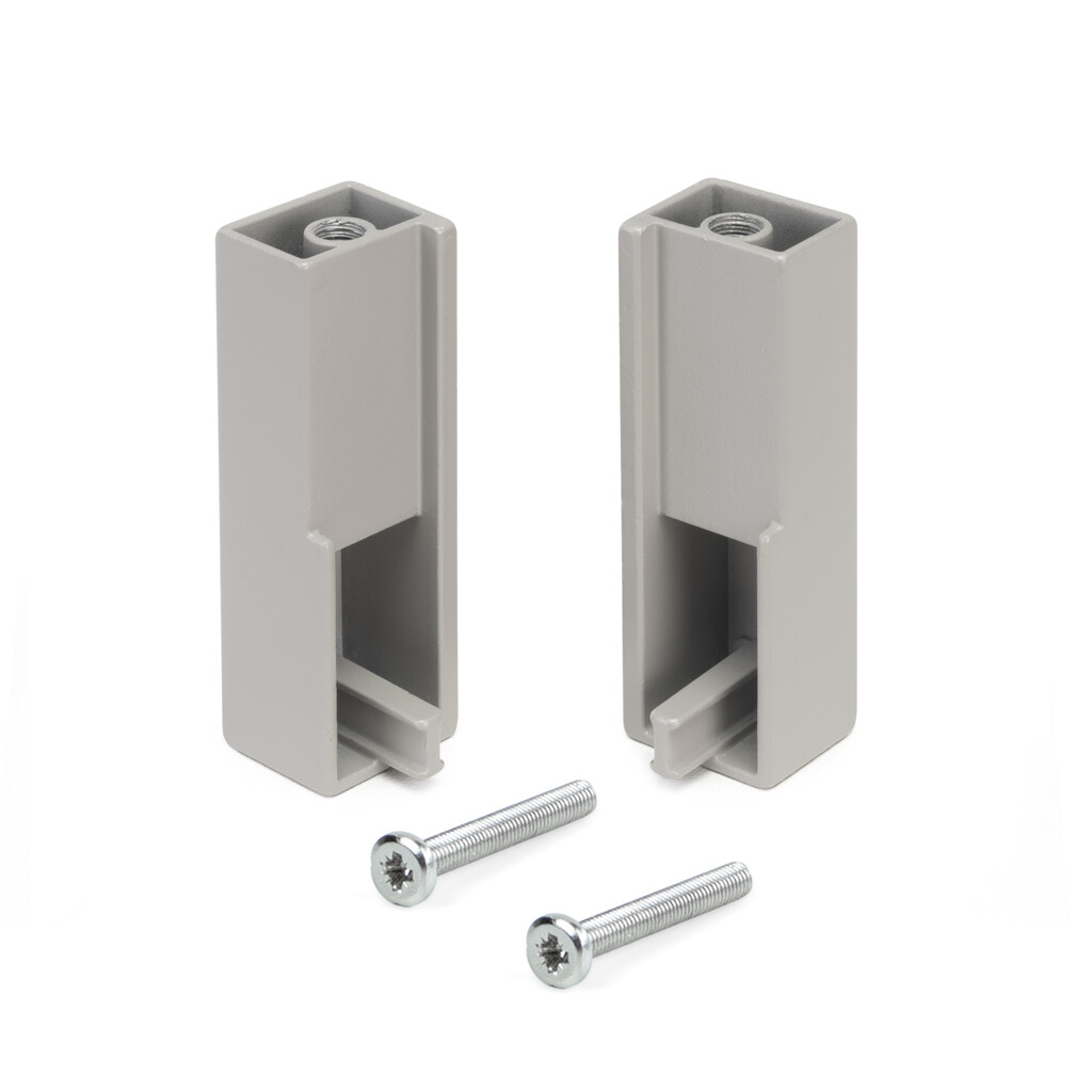 Pair of Luxe Wardrobe Rail Supports Pair, Zamak, Painted stone grey,Pair of-Primary