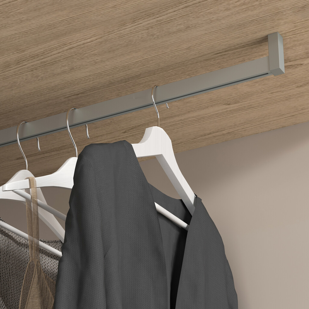 Pair of Luxe Wardrobe Rail Supports Pair, Zamak, Painted stone grey,Pair of-5