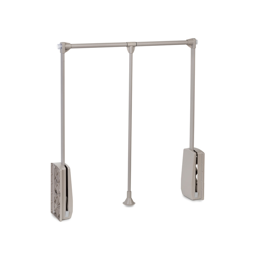 Hang pull down wardrobe rail lift, 830 - 1150, Painted stone grey, Steel and Plastic-Primary