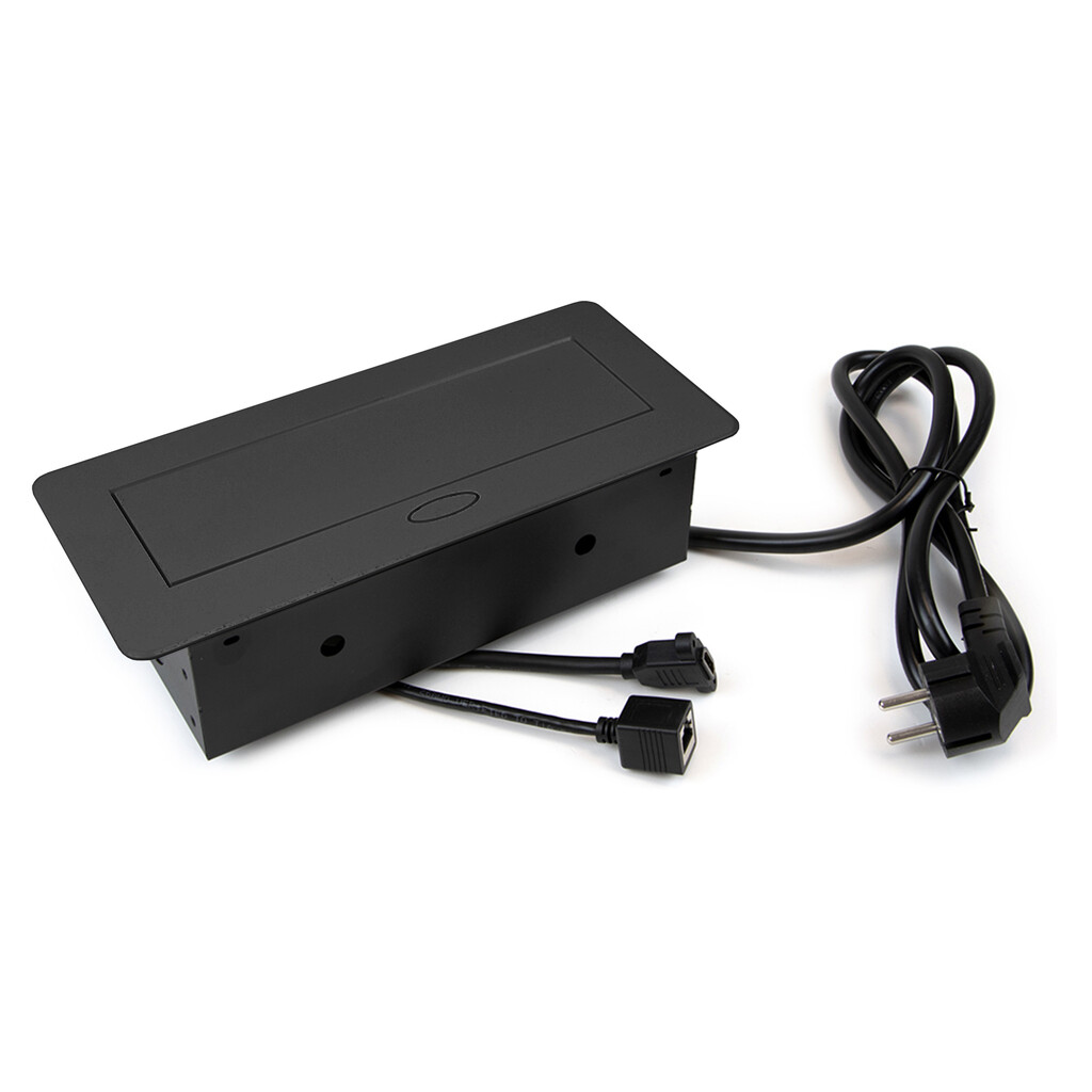 Multistecker Atom 26, 225x111mm, 2 Schuko-Stecker, 1 USB Typ A, 1 USB Typ C, 1 RJ45, 1 HDMI, Zamak-Stahl-Kunststoff, Schwarz-13