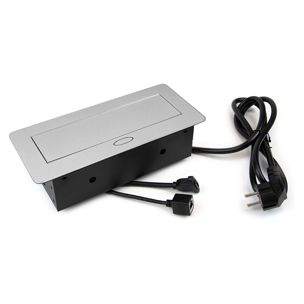 Multistecker Atom 26, 225x111mm, 2 Schuko-Stecker, 1 USB Typ A, 1 USB Typ C, 1 RJ45, 1 HDMI, Zamak-Stahl-Kunststoff, Metallic Grau-13