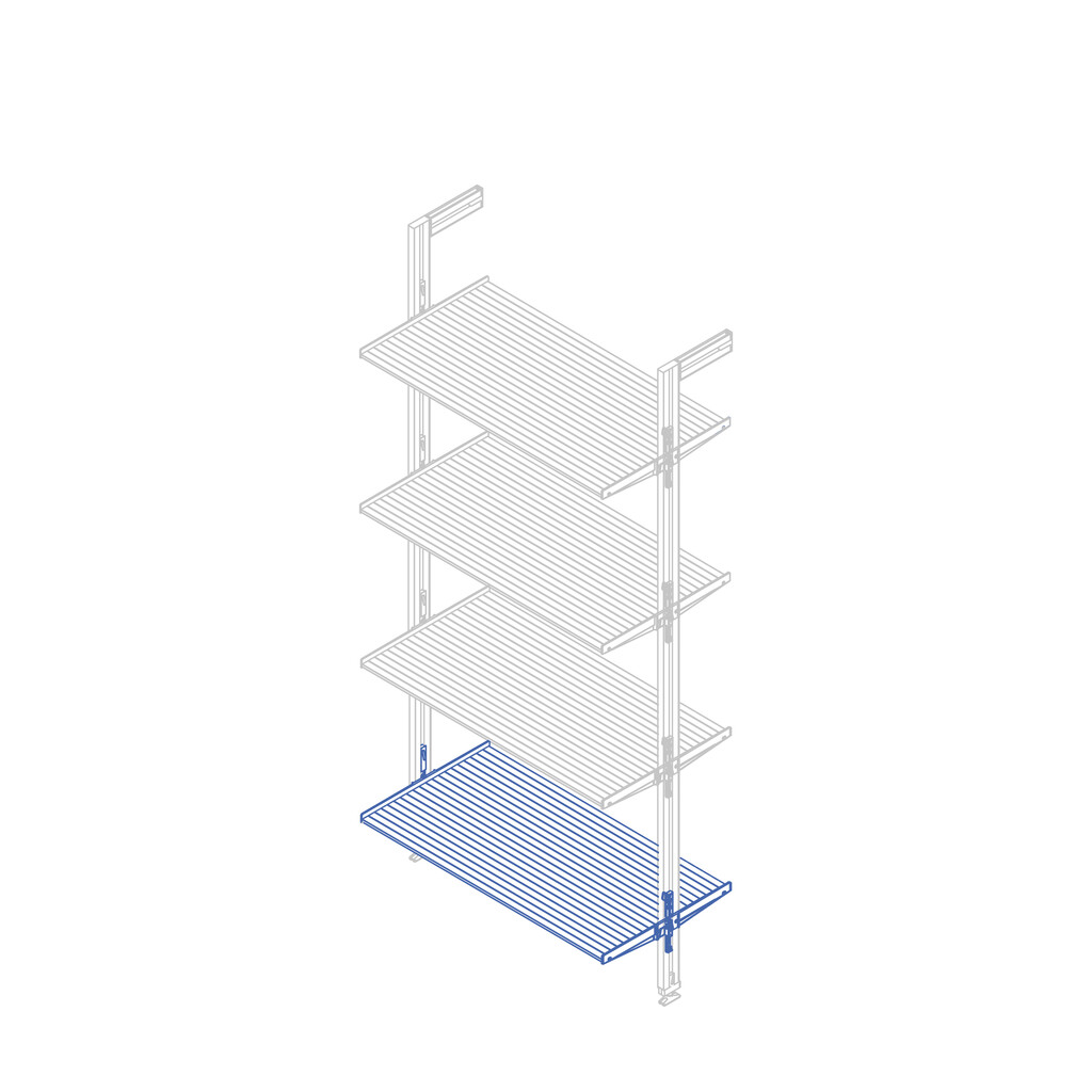Hardware kit to make an aluminium shelf for the Zero modular structure, Textured black painted, Steel and Zamak-2