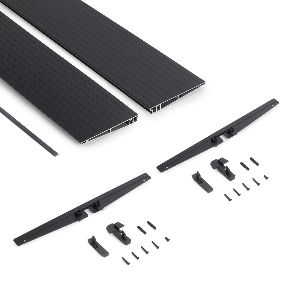 Hardware kit to make an aluminium shelf for the Zero modular structure, Textured black painted, Steel and Zamak-5