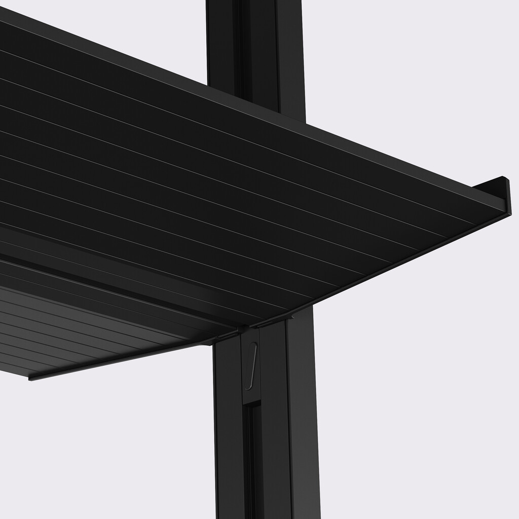 Hardware kit to make an aluminium shelf for the Zero modular structure, Textured black painted, Steel and Zamak-6