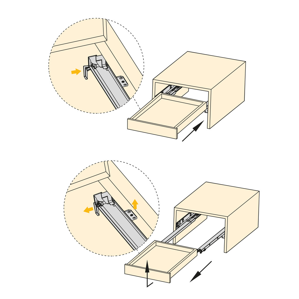 Guida per cassetti Silver L, estrazione parziale, chiusura soft, profondità 440 mm, sinistra, Acciaio, Zincato bianco-2