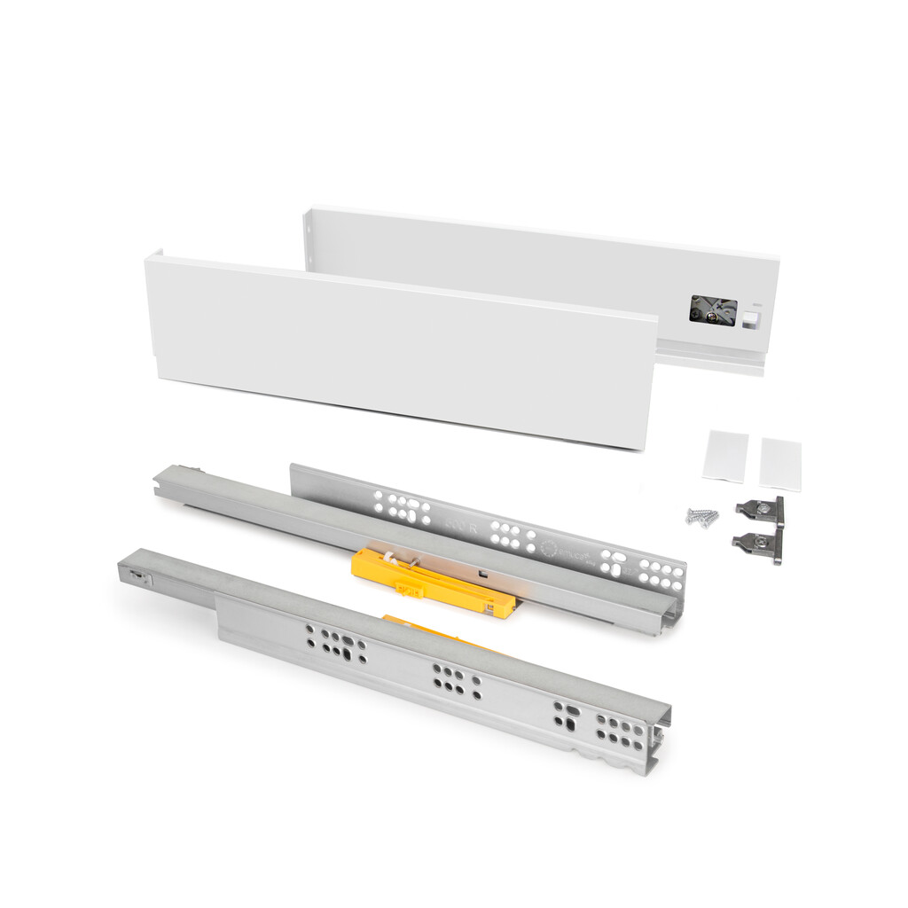 Aussenschublade Vertex 40Kg Höhe 93mm mit Push Sincro2, Tiefe 500mm, Stahl, Weiß lackiert-Primary