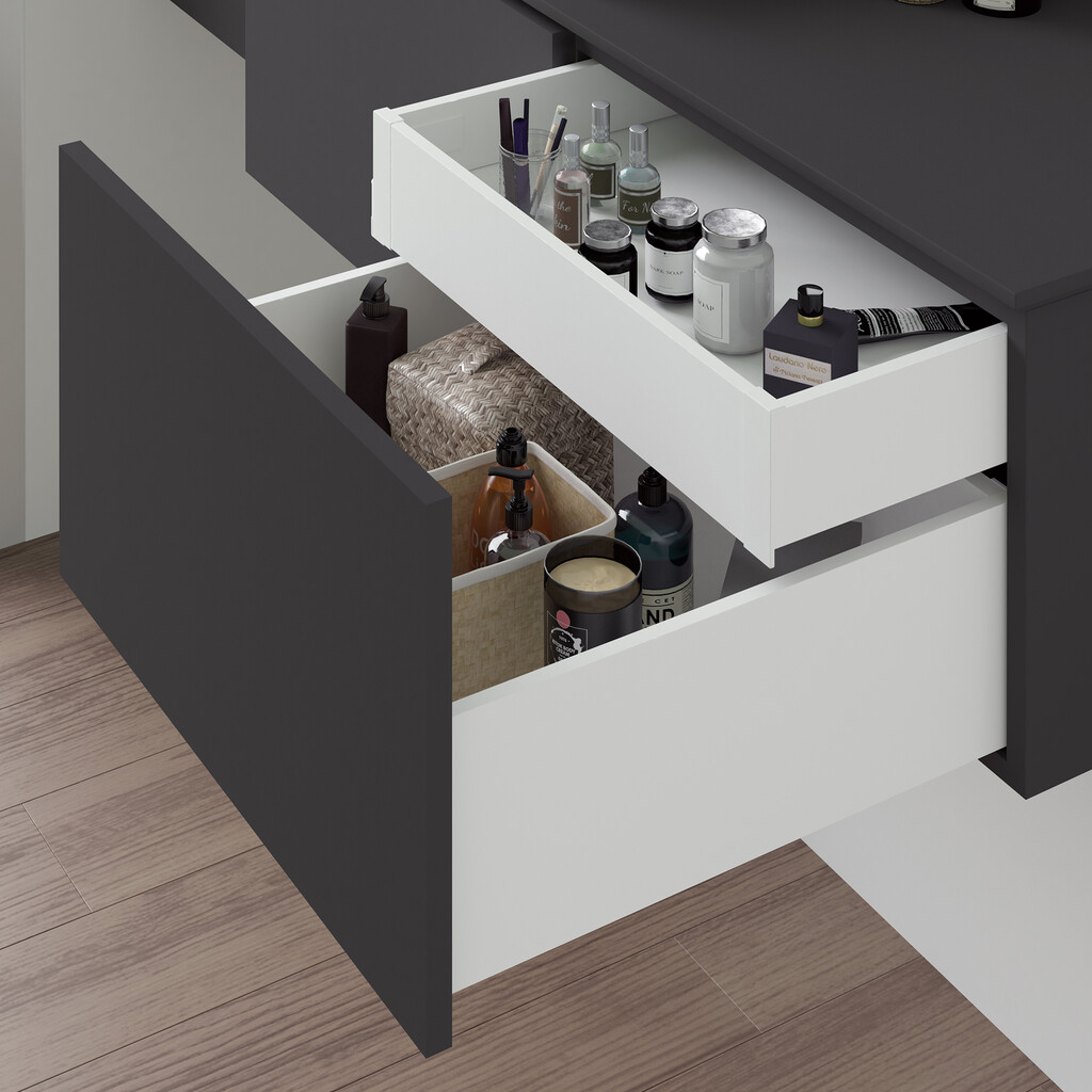 Aussenschublade Vertex 40Kg Höhe 93mm mit Push Sincro2, Tiefe 500mm, Stahl, Weiß lackiert-5