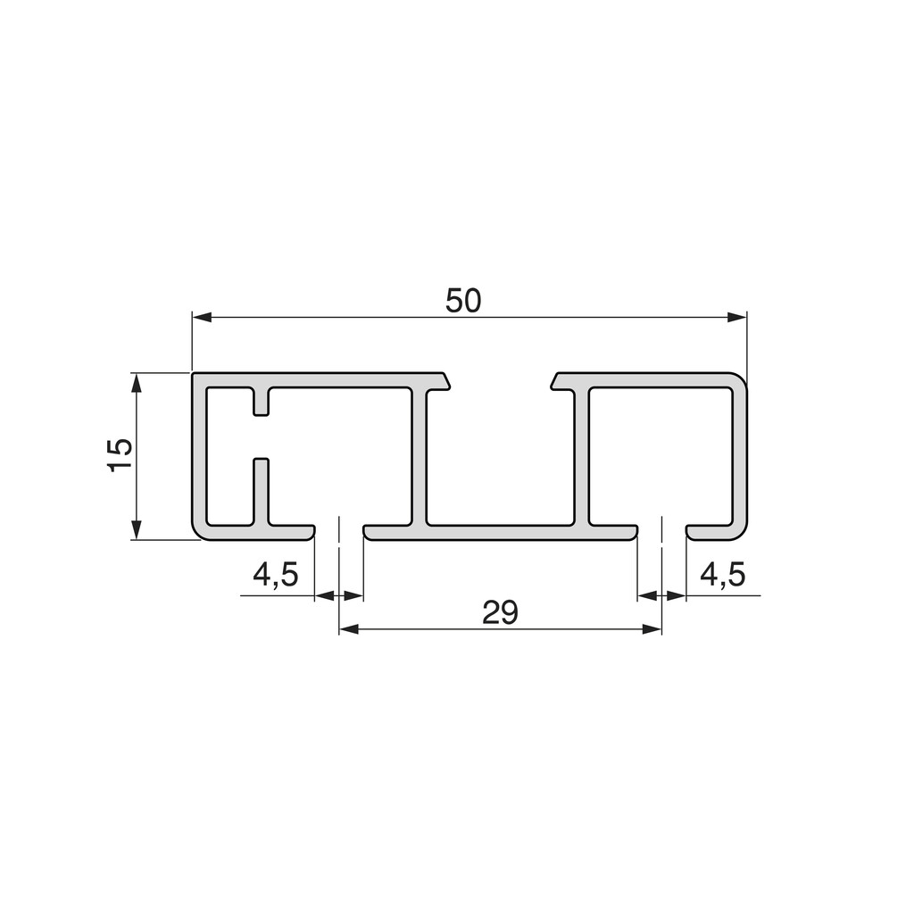 Flow upper track for surface mounting, 2,35 m, Matt anodized, Aluminium-1